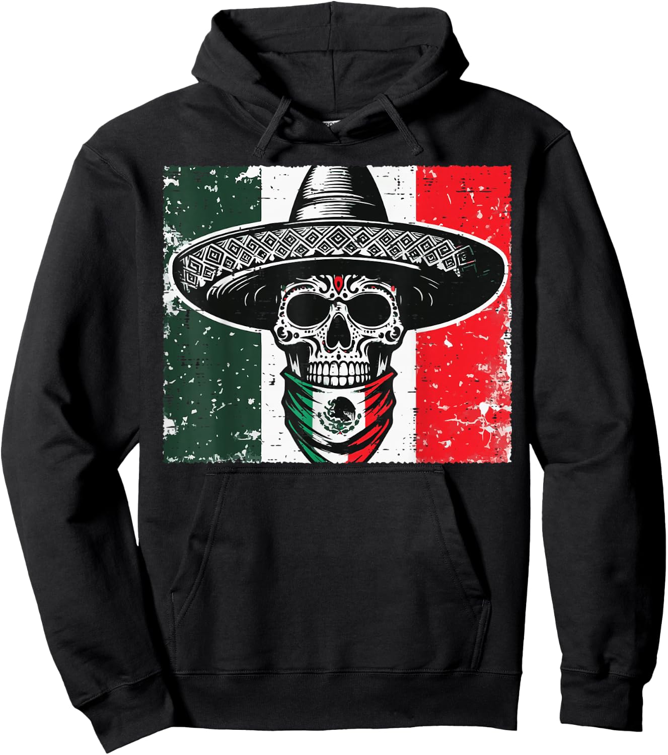 Skull Sombrero Mexico Flag Mexican Pride Men Women Kids Hoodie - Hoodie | Black
