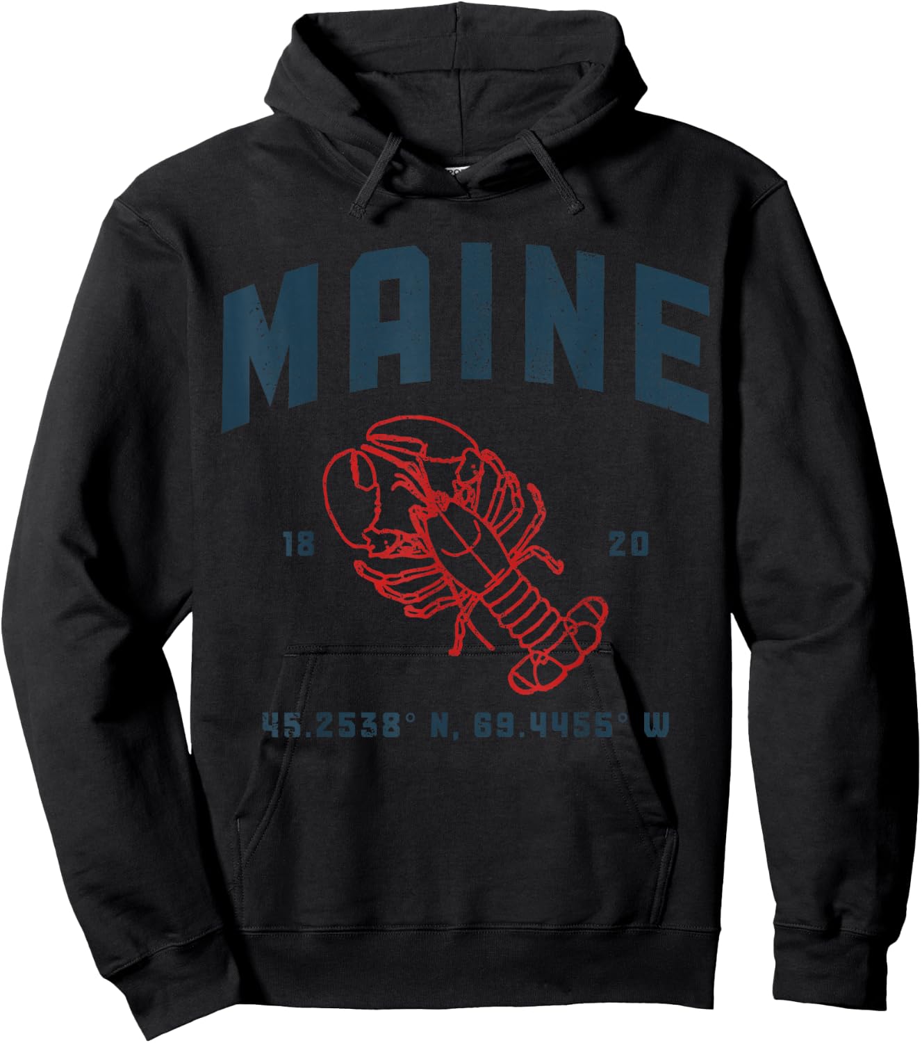 Maine Est. 1820 Lobster Vintage Pride Hoodie - Hoodie | Black