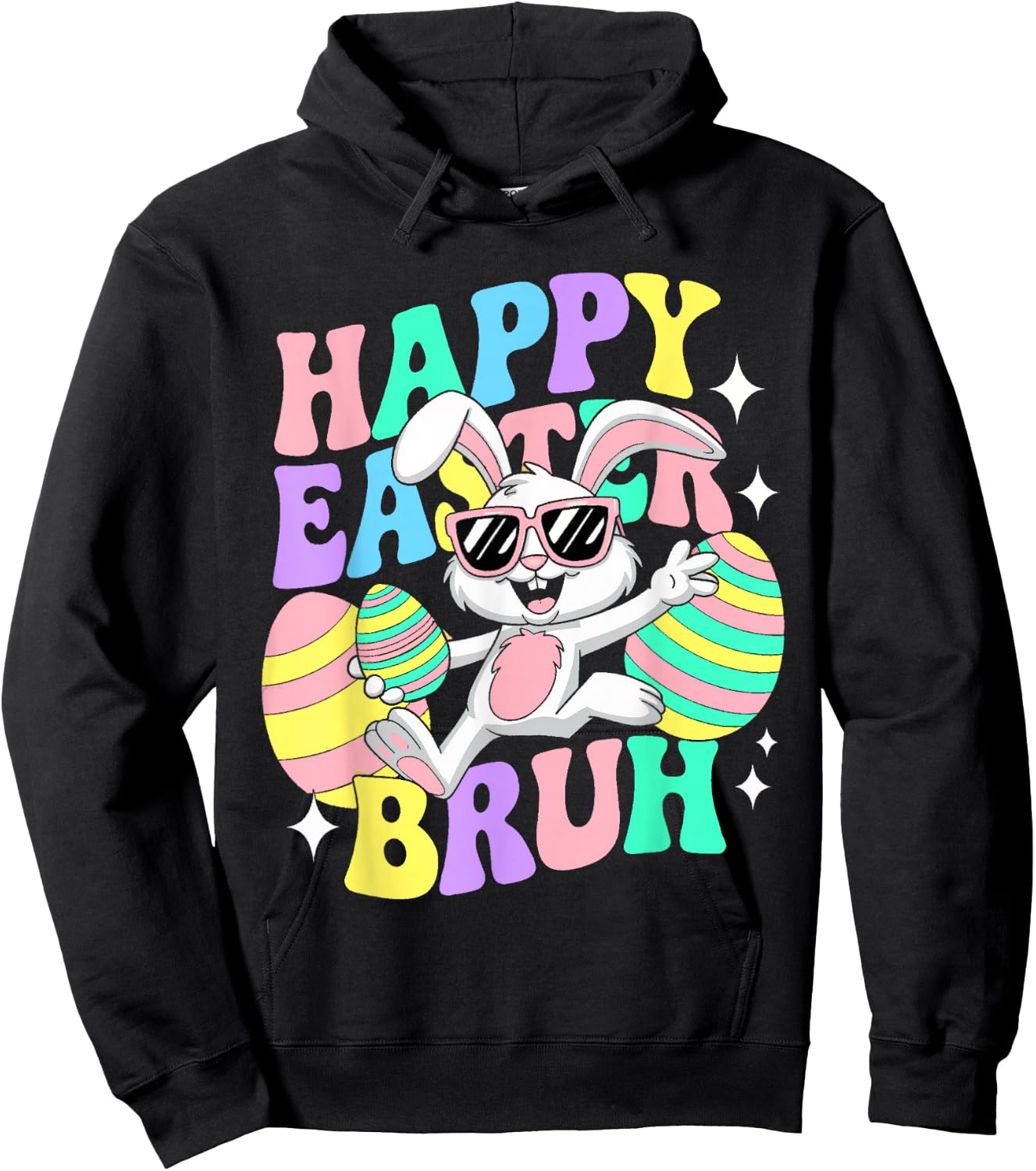 Bruh Easter Shirts for Boys Girls Kids Women Rabbit Eggs Hoodie - Hoodie | Black