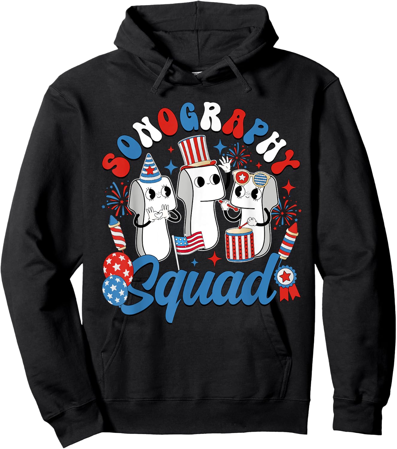 Sonography Squad Independence Day Ultrasound Tech Hoodie - Hoodie | Black