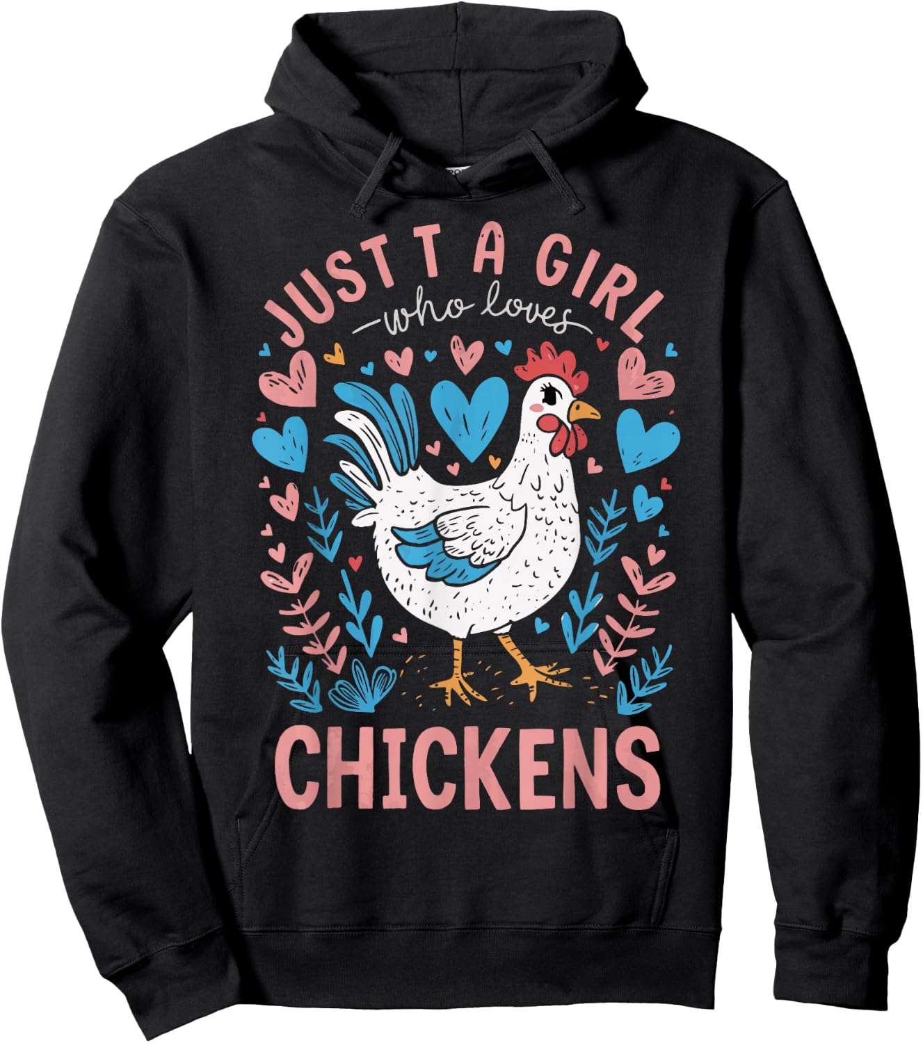 Just a girl who loves Chickens Girl Farmer Hoodie - Hoodie | Black