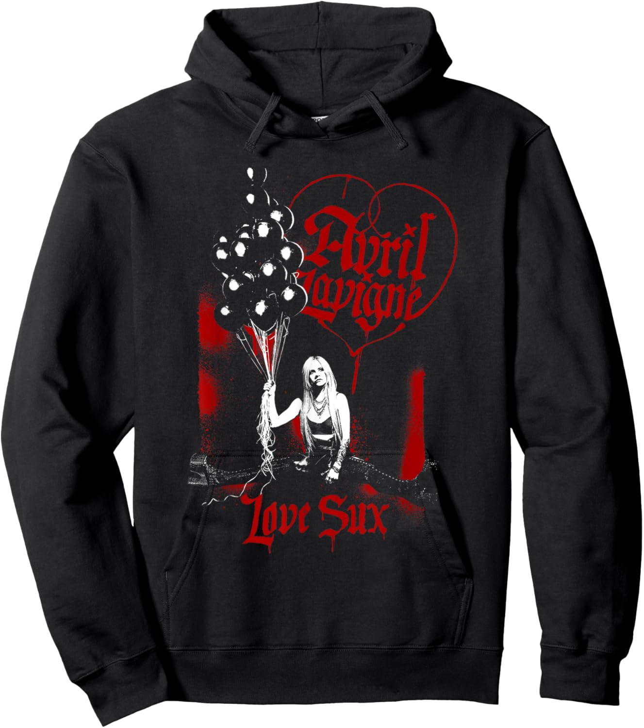 Official Avril Lavigne Love Sux Balloons , black Hoodie - Hoodie | Black