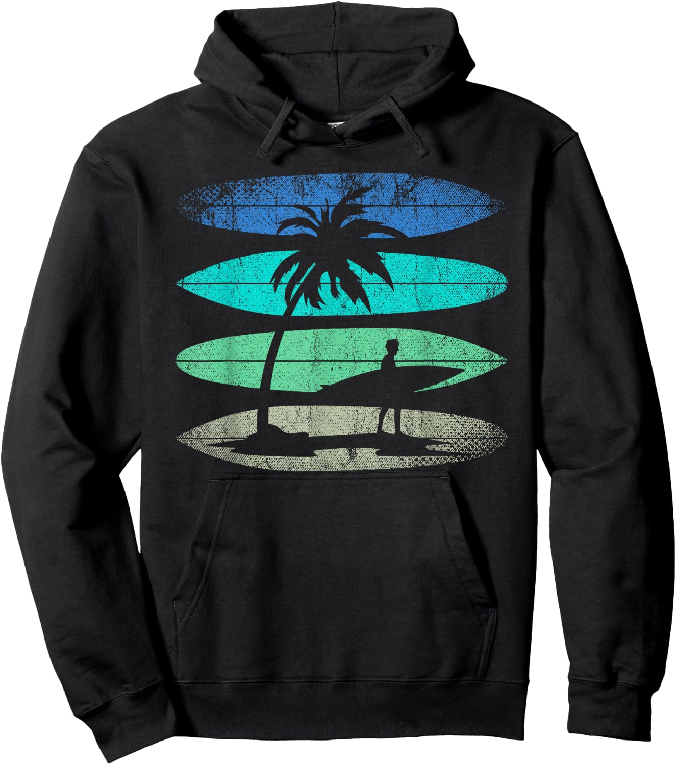 Retro Surfing Surfing Athlete Water Sports Surfer , Black Hoodie - Hoodie | Black