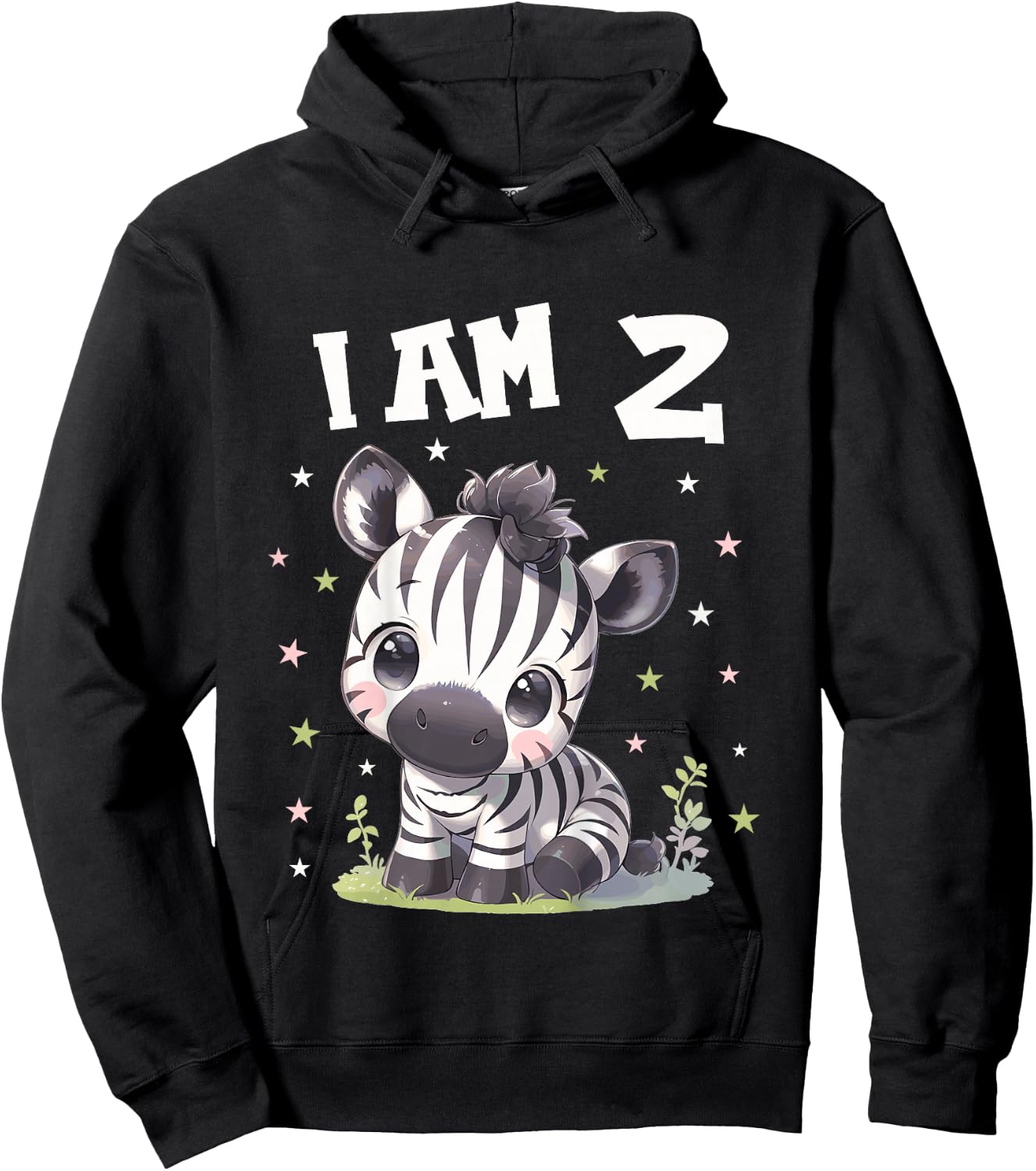 Kids 2 Years old 2 birthday Zebras Boy Girl Zebra Hoodie - Hoodie | Black