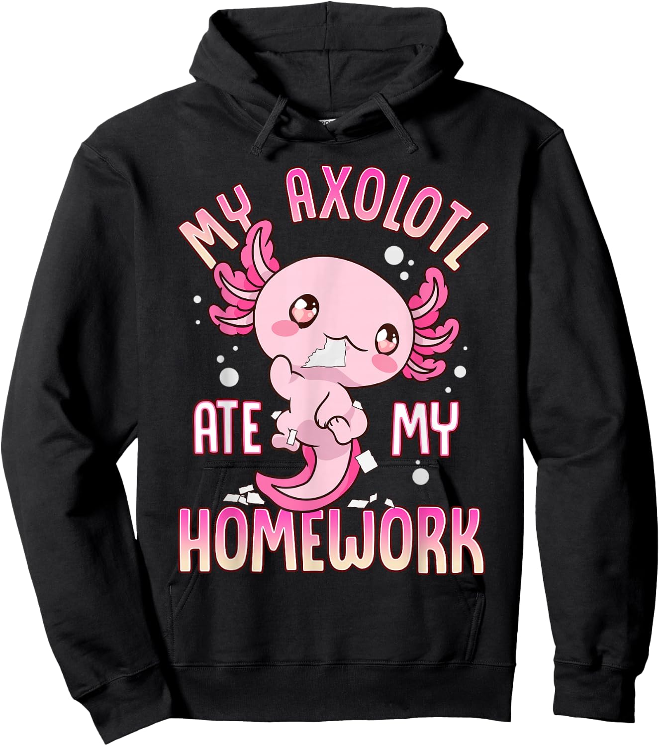 Axolotl Shirts For Girls Boys Kid My Axolotl Ate My Homework Hoodie - Hoodie | Black
