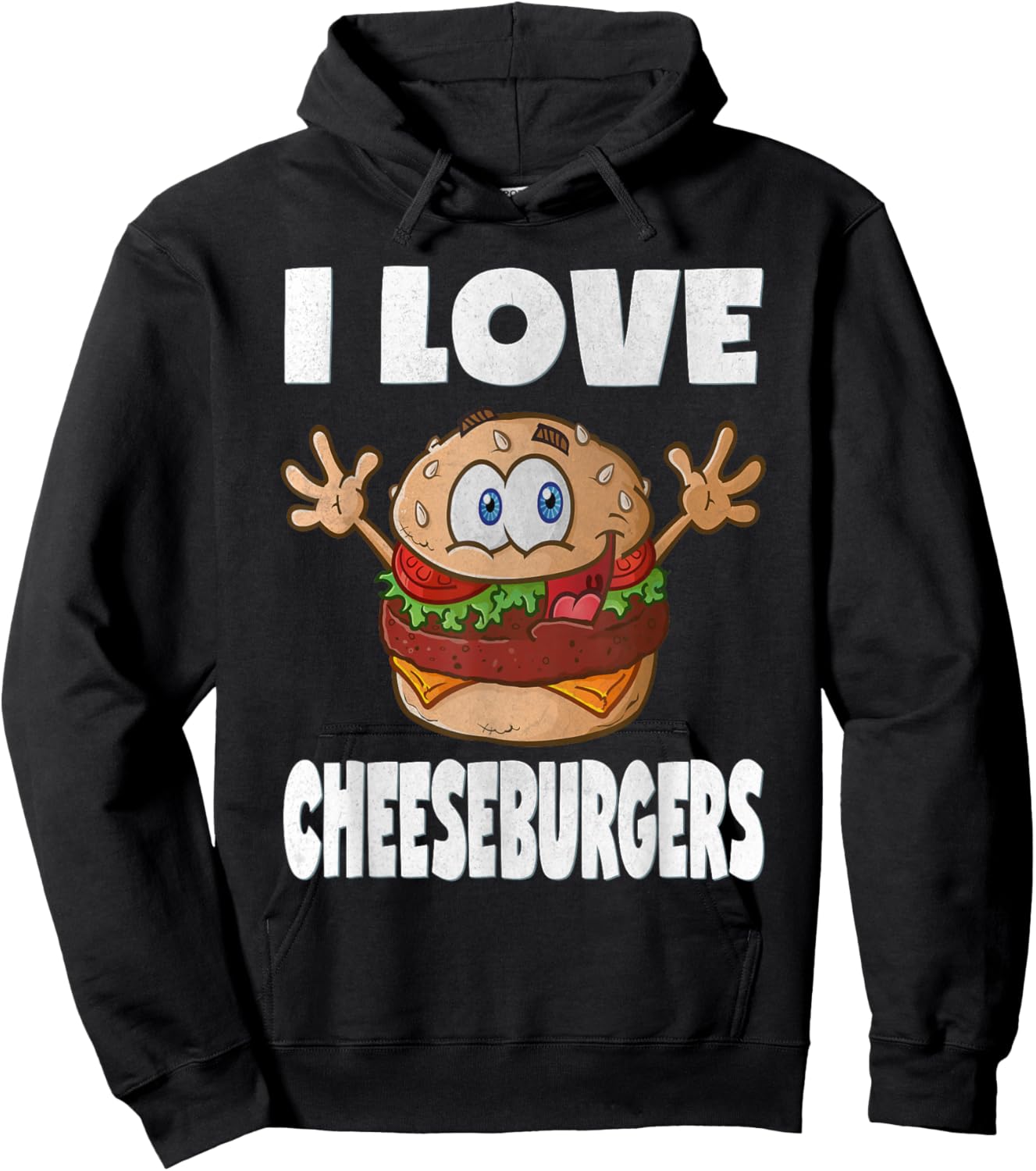 I Love Cheeseburgers Funny Cute Vintage Cheeseburger Hoodie - Hoodie | Black