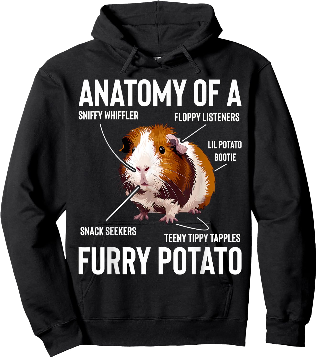 Guinea Pig Anatomy Of Furry Potato Funny Cavy Men Women Kids Hoodie - Hoodie | Black