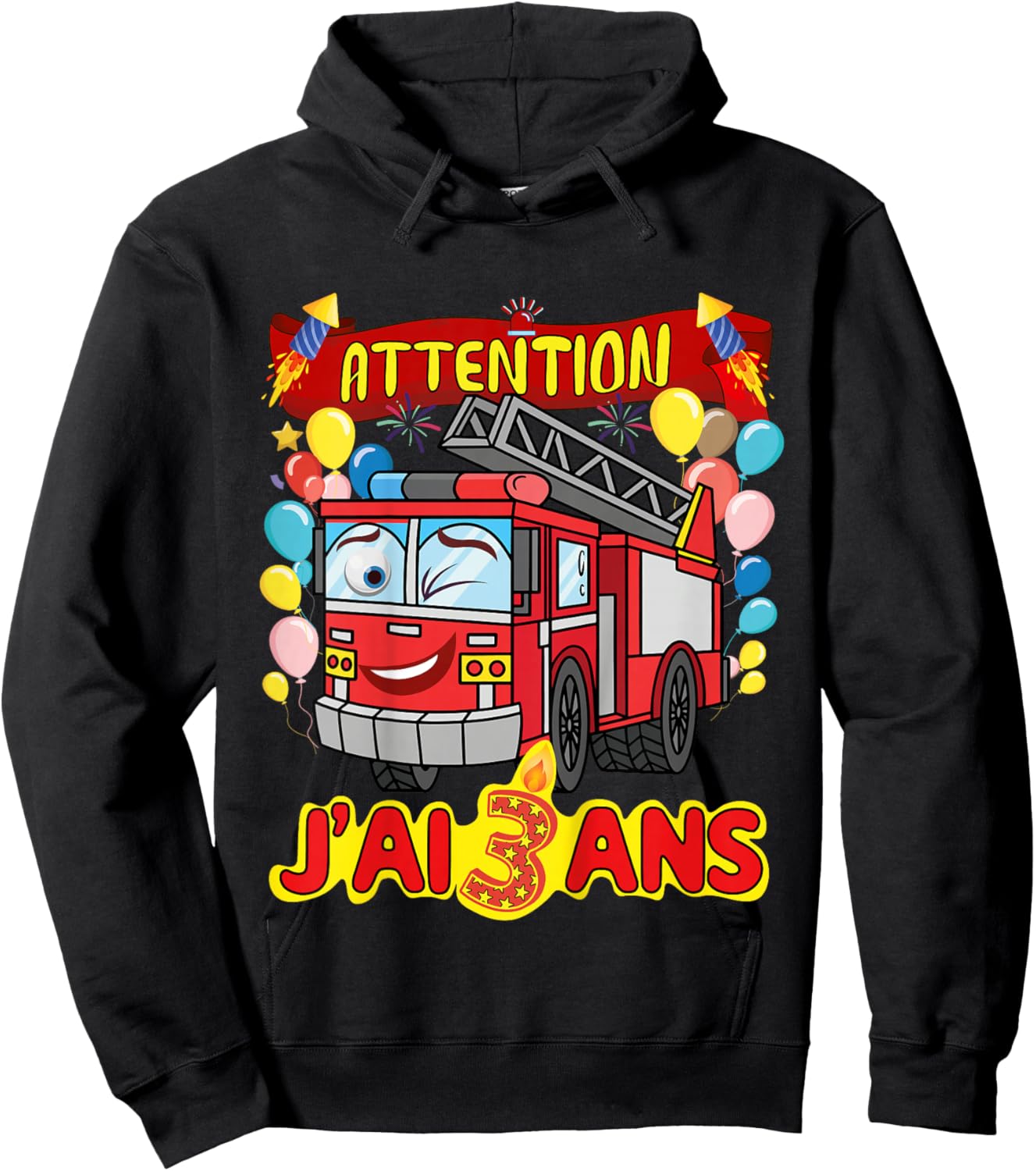 Child 3 Years Boy Fireman , Black Hoodie - Hoodie | Black