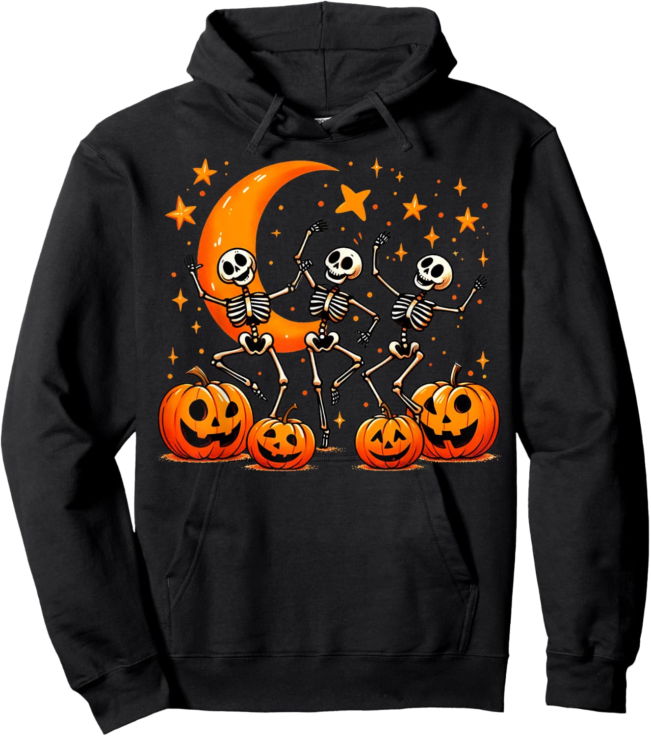 Happy Dancing Skeleton Halloween Pumpkin Women's Hoodie - Hoodie | Black