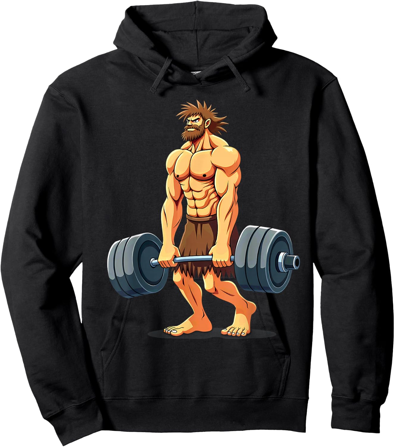 Workout Gym Caveman Deadlift Weightlifting Hoodie - Hoodie | Black