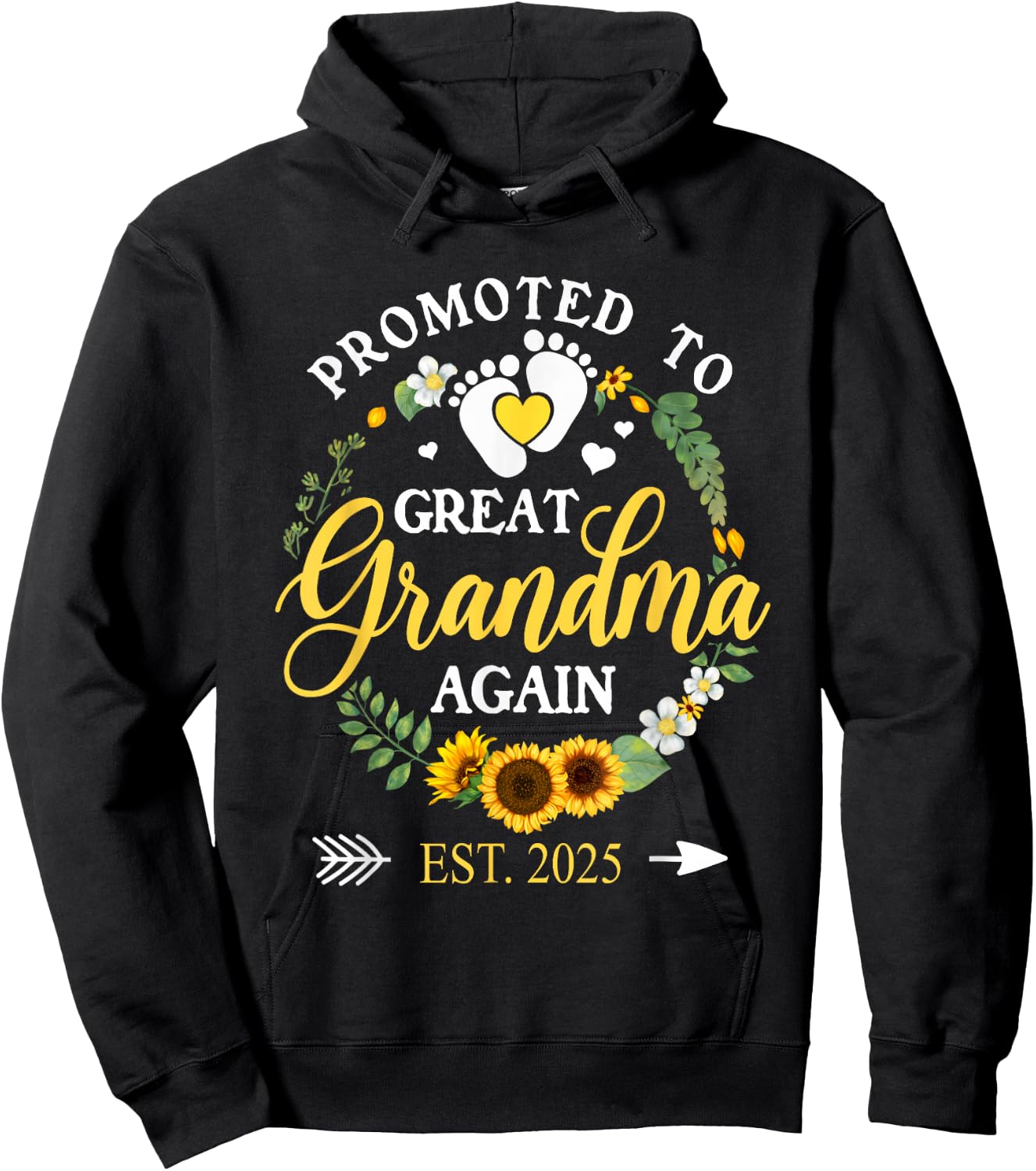 Promoted to Great Grandma Again 2025 Pregnancy Announcement Hoodie - Hoodie | Black