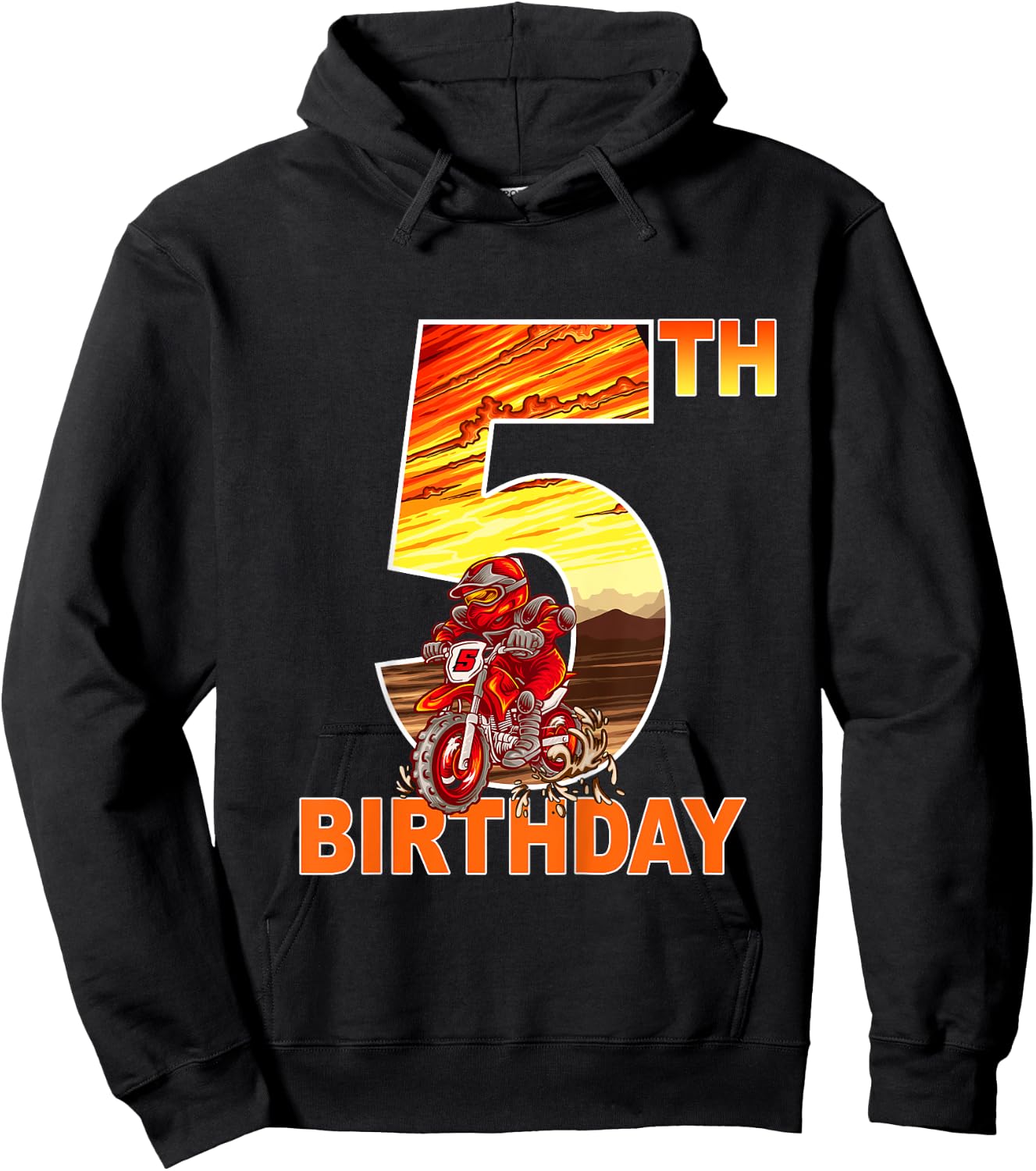 5 Year Old Dirt Bike Birthday Party Motocross MX 5th Hoodie - Hoodie | Black