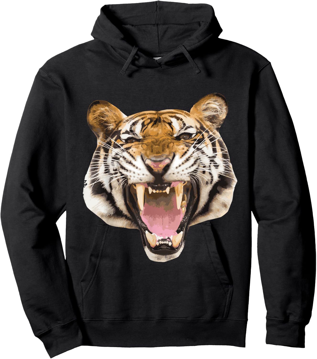 Realistic Tiger Roaring Face Animal Lovers Gift Small Hoodie - Hoodie | Black