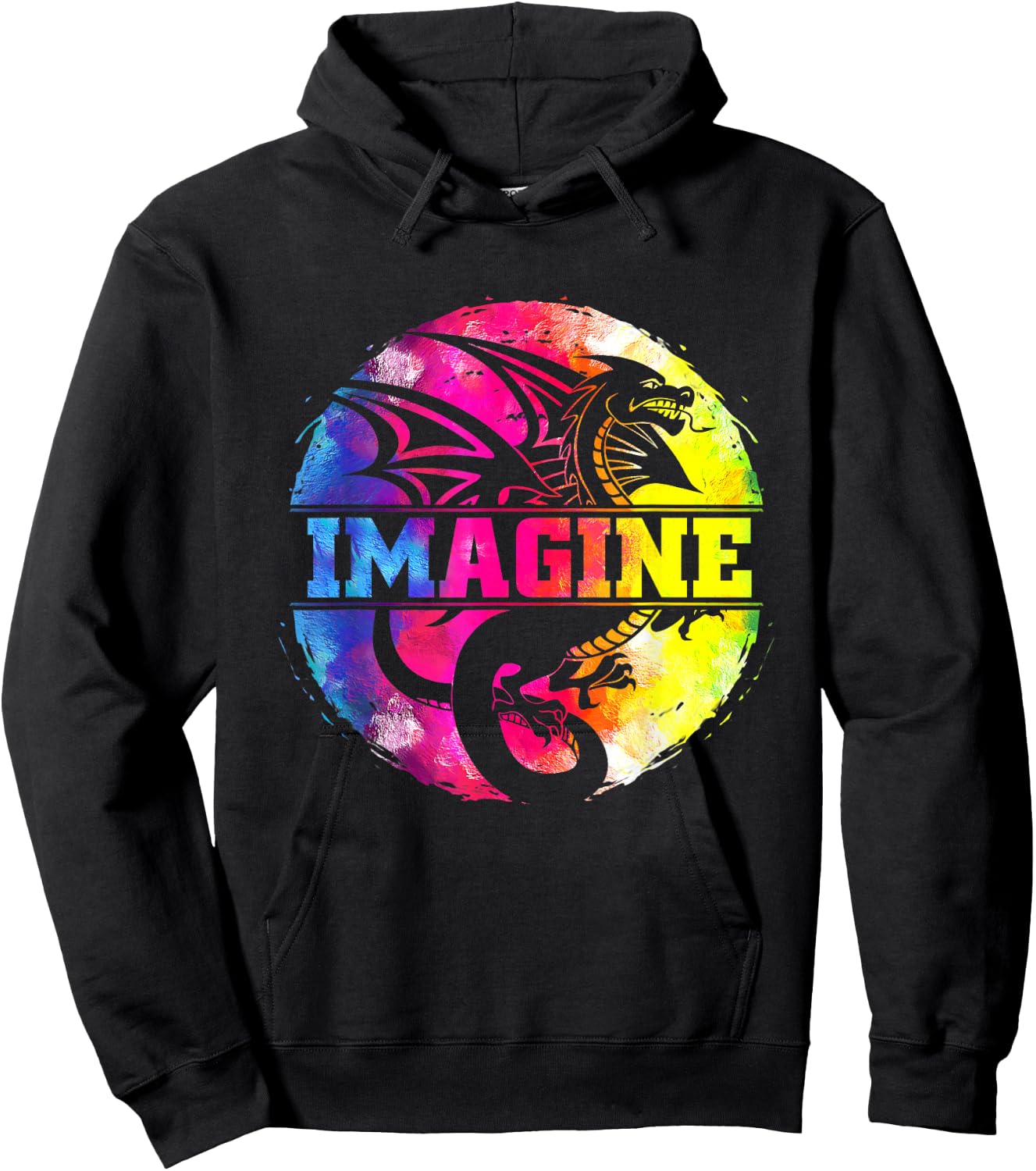 Imagine Fantasy Dragon Retro Tribal Hoodie - Hoodie | Black