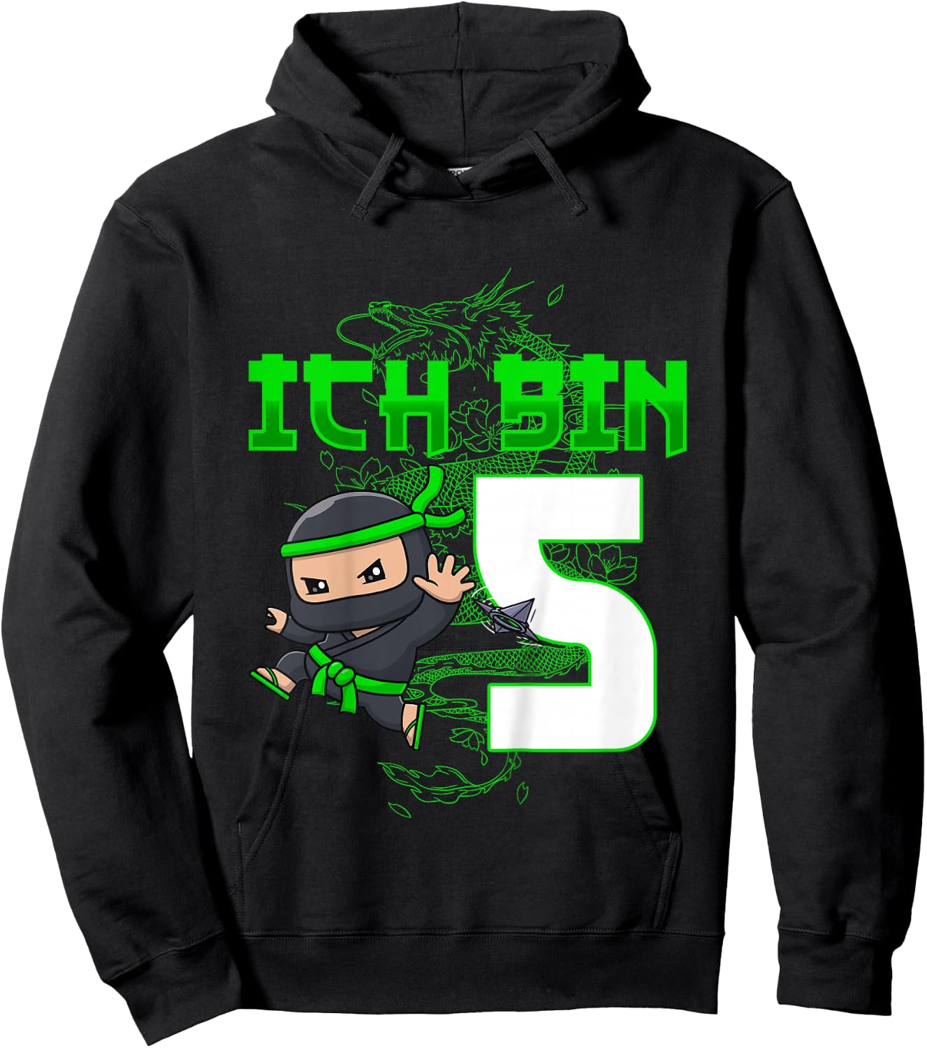 Kids 5th Birthday I Am 5 Years Old Ninja Funny Boy Child , black Hoodie - Hoodie | Black