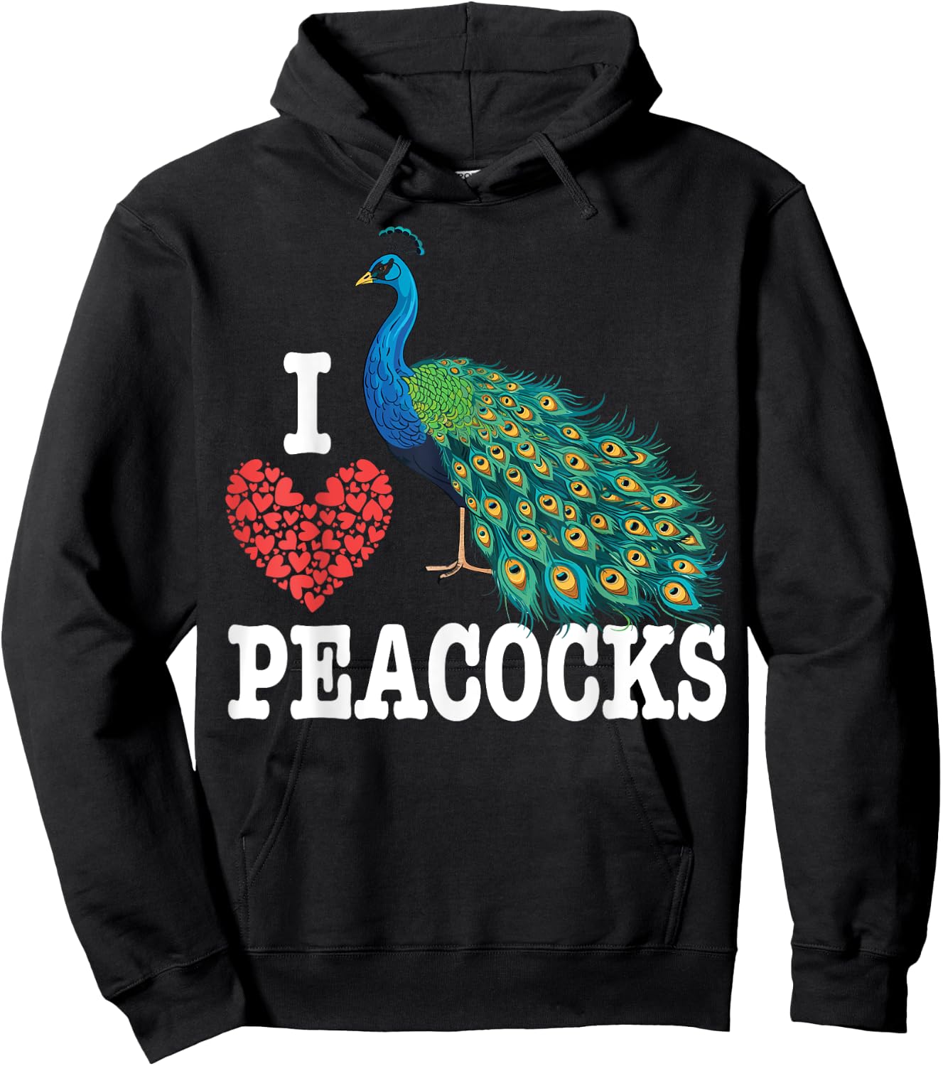 I-Love Peacocks Bird Colourful Animal Peacock Hoodie - Hoodie | Black