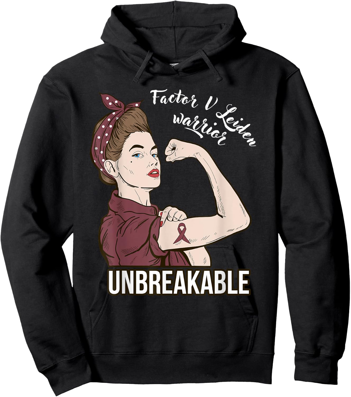 Factor V Leiden Awareness Warrior Unbreakable Her Support Hoodie - Hoodie | Black
