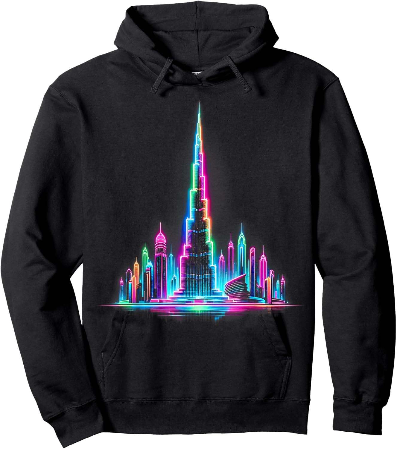 Bright Burj Khalifa Elegance – Buntes Dubai Hoodie - Hoodie | Black