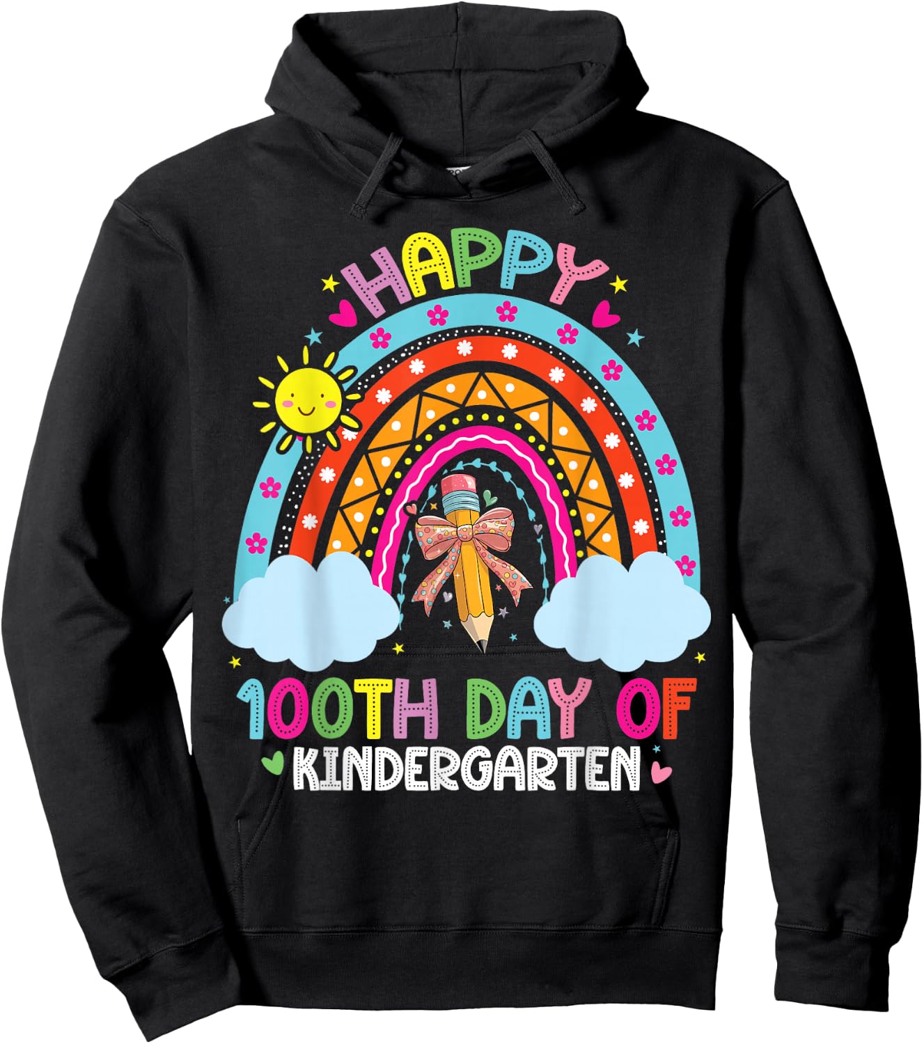 100th Day Of Kindergarten Funny 100 Days Of School Teacher Hoodie - Hoodie | Black