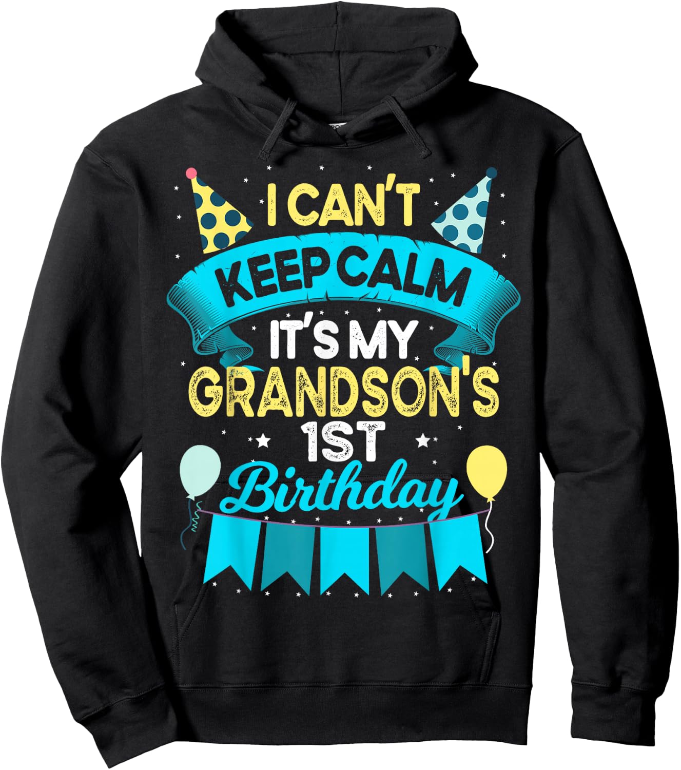 1 Years Old Grandson Gift It's My Grandson 1st Birthday Hoodie - Hoodie | Black