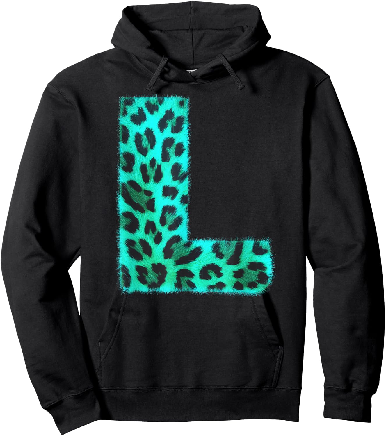 Letter L Cheetah Leopard Print Blue Initial Zebra Matching Hoodie - Hoodie | Black
