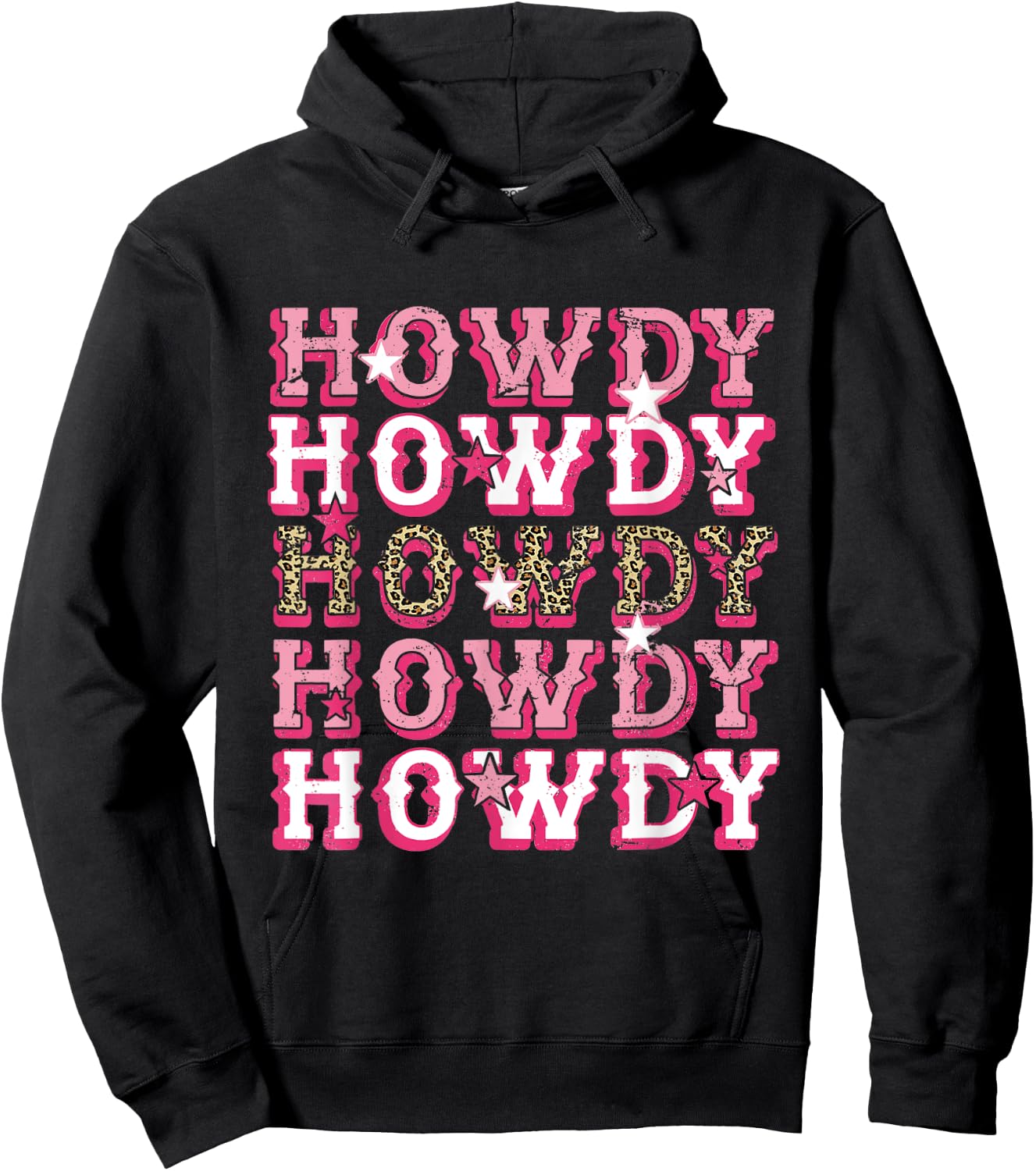 Vintage Leopard Howdy Rodeo Western Country Southern Cowgirl Hoodie - Hoodie | Black