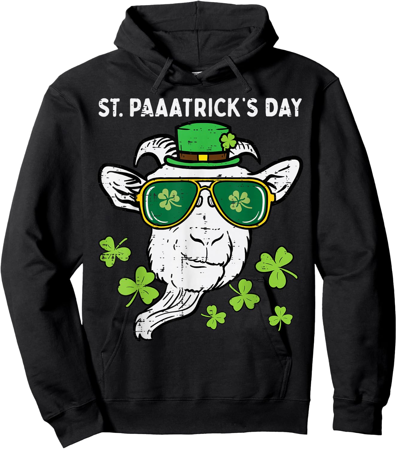 St Patricks Day Goat Head Saint Pattys Farmer Men Women Kids Hoodie - Hoodie | Black