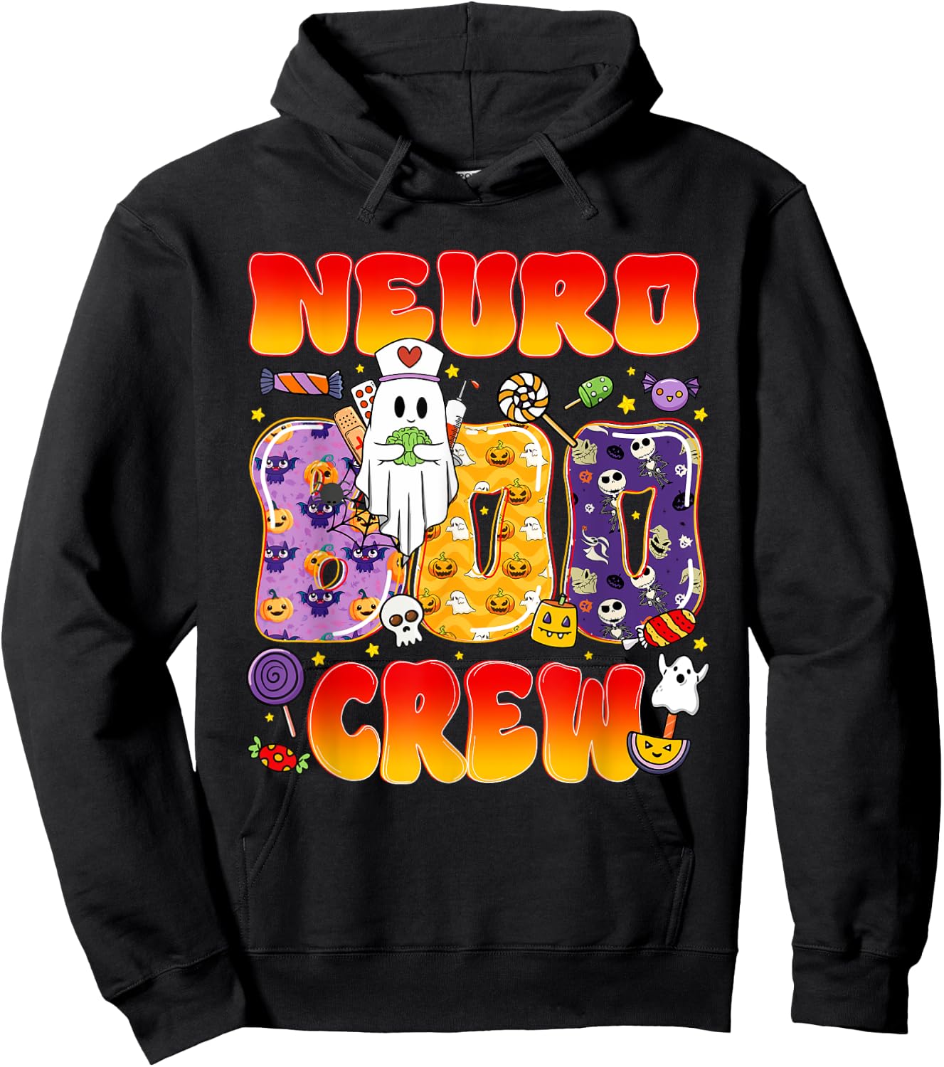 Neuro Boo Crew Neuro Nurse Funny Halloween Hoodie - Hoodie | Black
