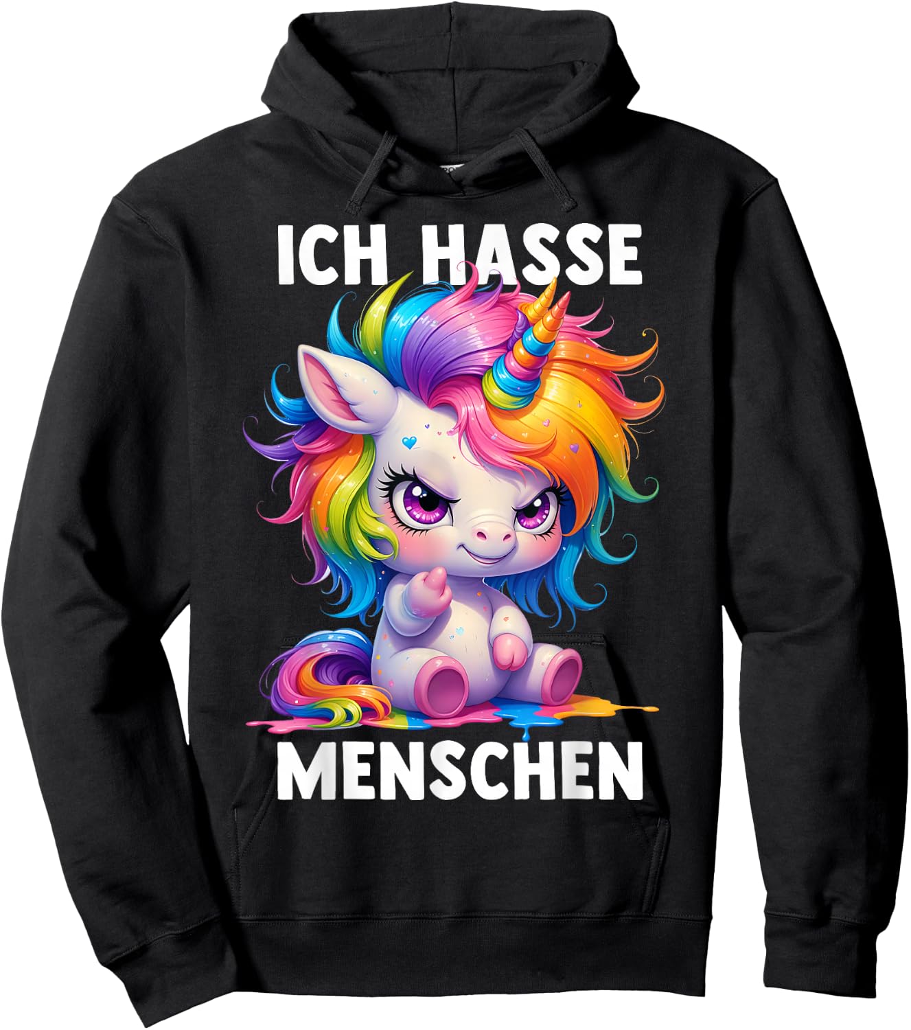 Misantroph with German Text "Ich Hasse Menschen" (German Language), black Hoodie - Hoodie | Black