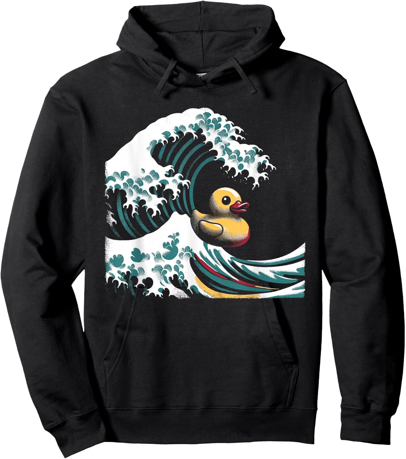 Rubber Duck Great Wave - Retro Kanagawa Wave Duck Lover Hoodie - Hoodie | Black