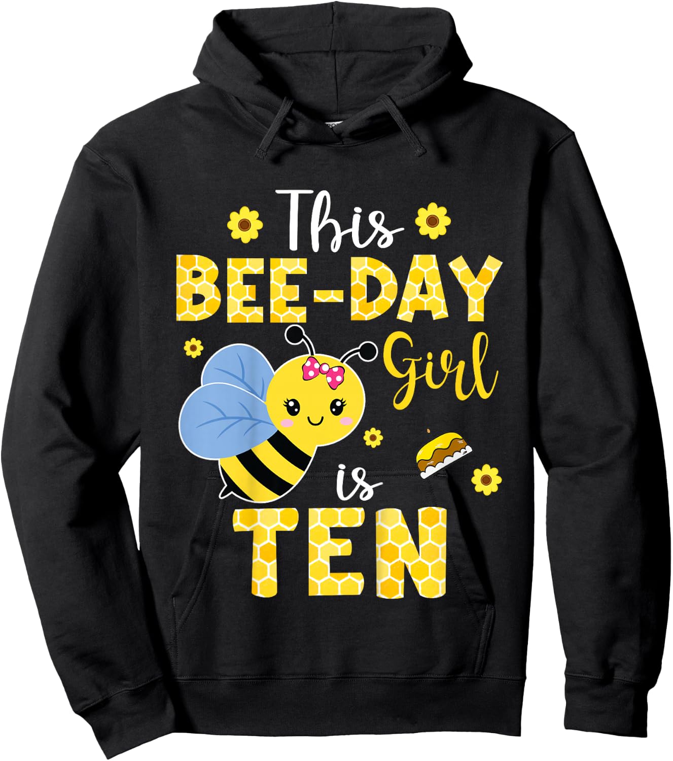 This Bee-Day Girl Is Ten 10 Years Old 10th Birthday Kids Hoodie - Hoodie | Black