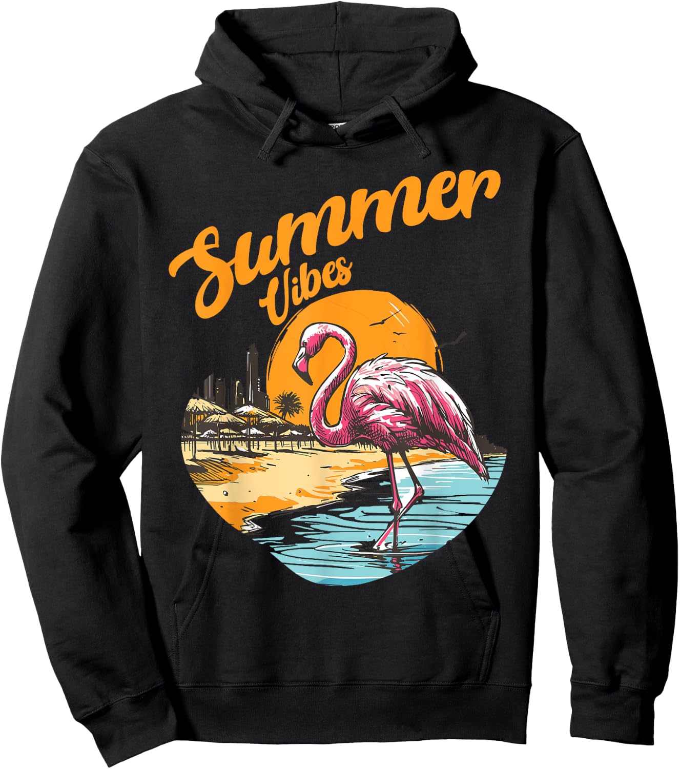 Summer Vibes Vintage Retro 70's Beach Vacation Cute Women's Hoodie - Hoodie | Black