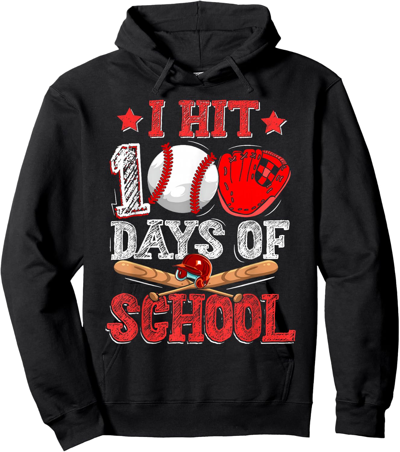 Bat 100th Day Of School Hoodie - Hoodie | Black