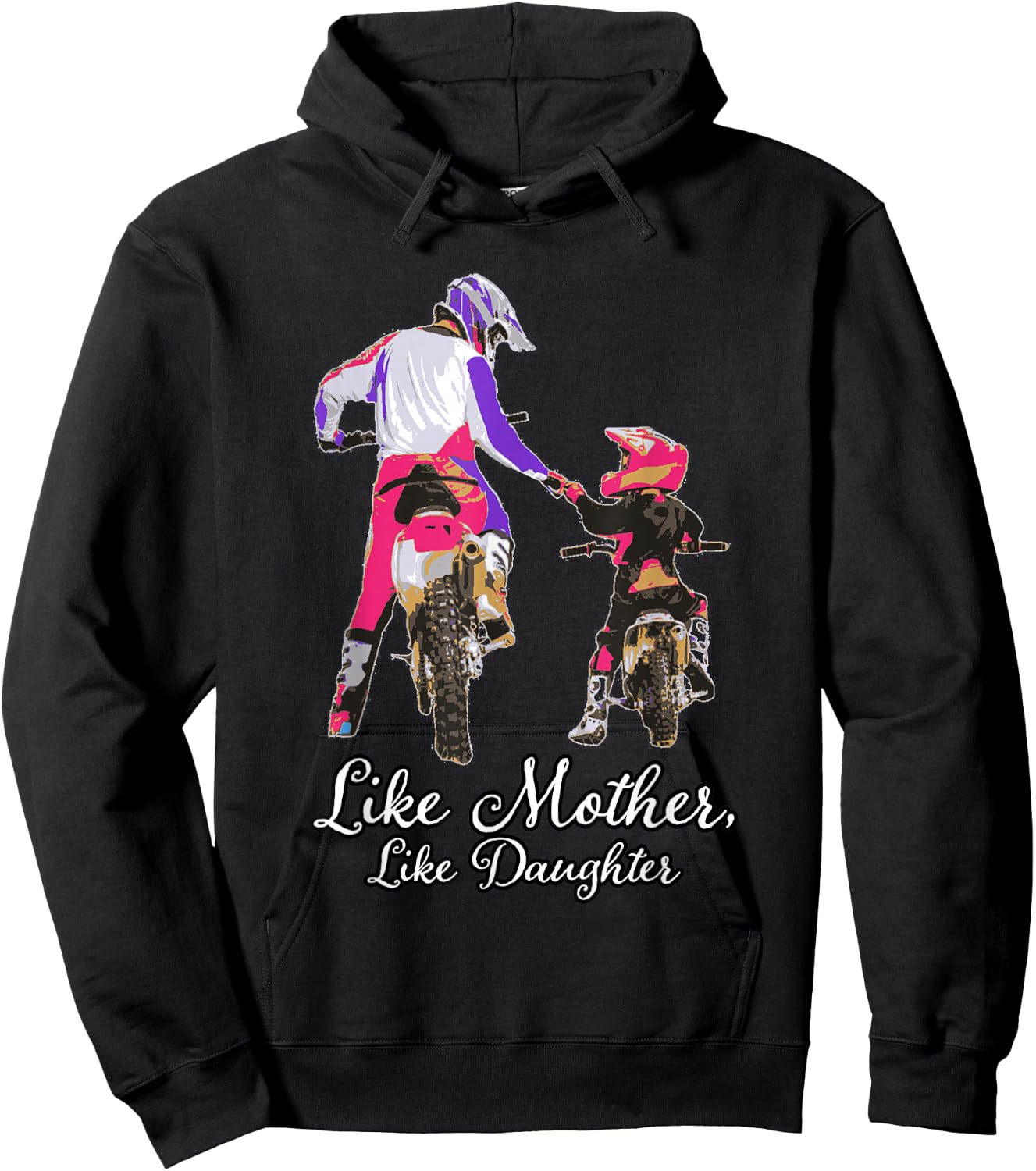 Like mother and daughter, dirt bike, motocross off-roading Hoodie - Hoodie | Black