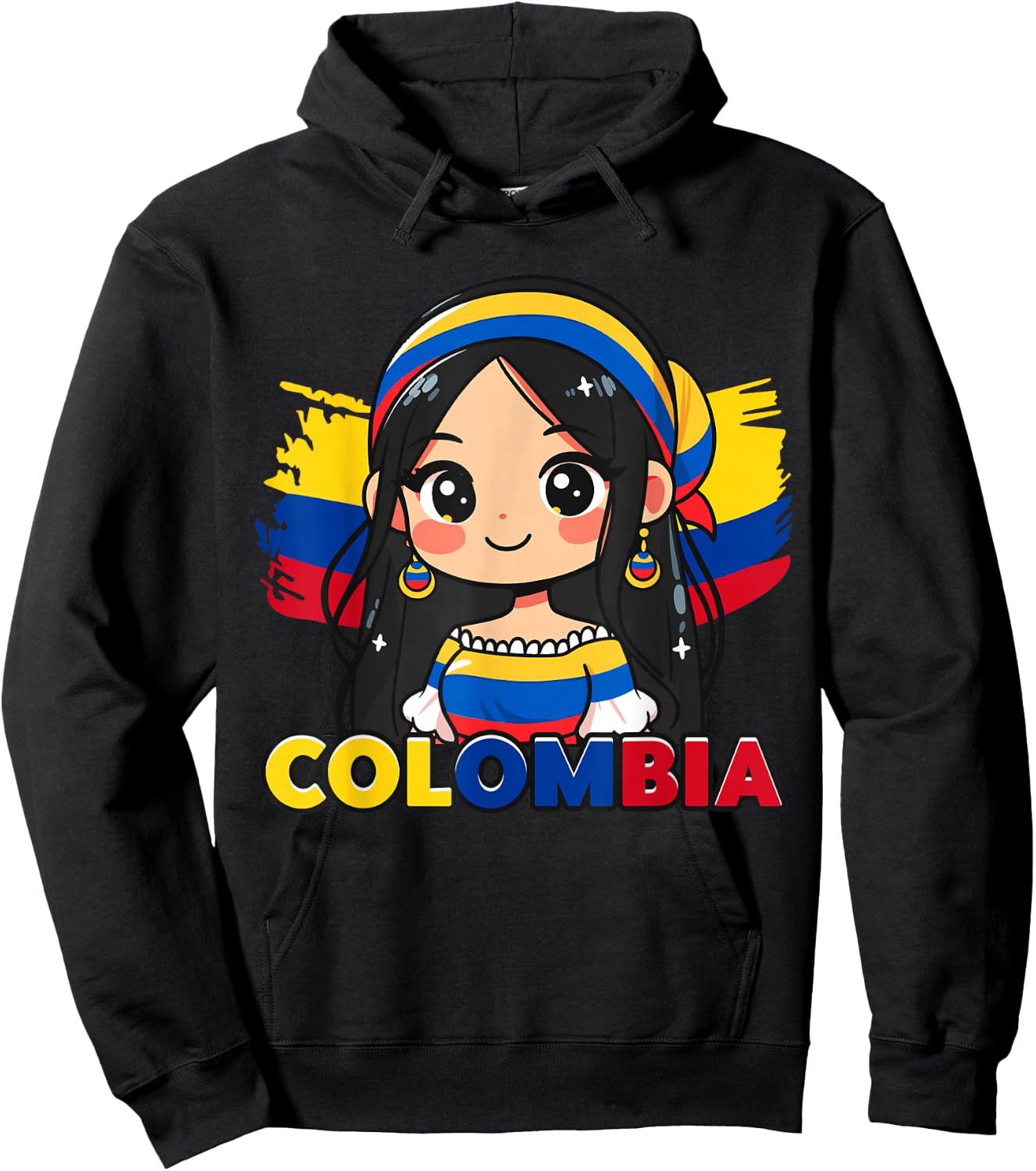 Colombian Girl Cute Colombia Flag Hoodie - Hoodie | Black