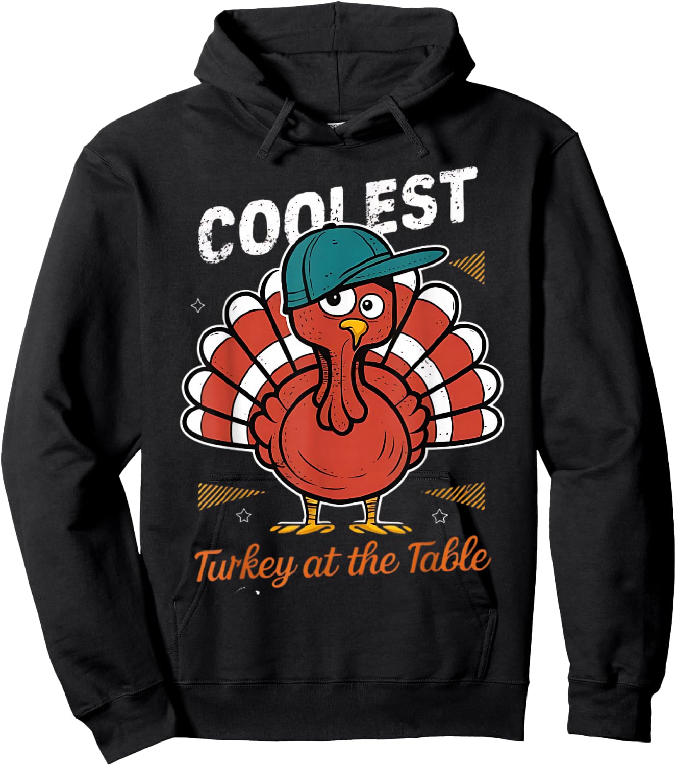 Thanksgiving Coolest Turkey At Table Boys Kids Toddler Youth Hoodie - Hoodie | Black