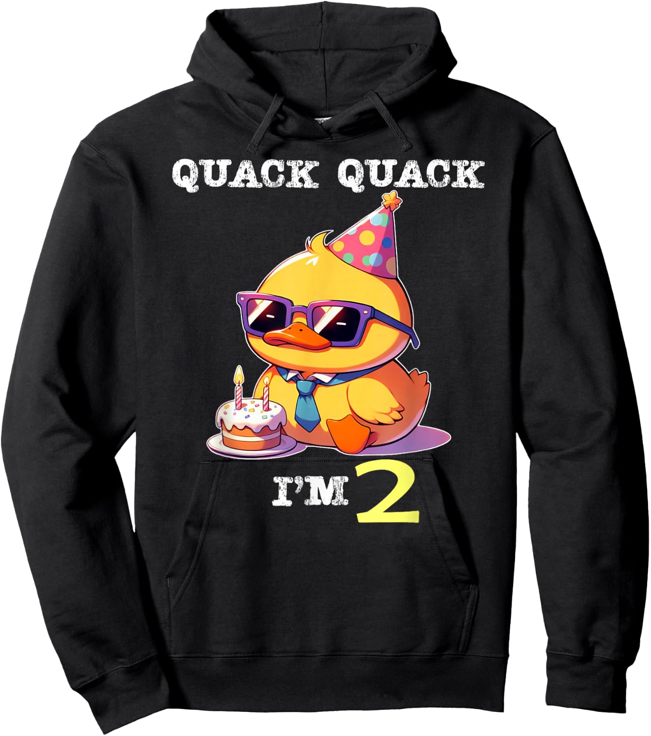 Kids 2nd Birthday Quack Im 2 Cute Duck Toddler Boy Girl Hoodie - Hoodie | Black