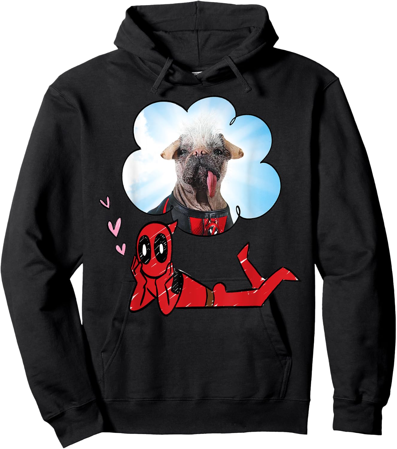 Marvel Deadpool & Wolverine Dreaming of Dogpool Doodle , Black, S Hoodie - Hoodie | Black