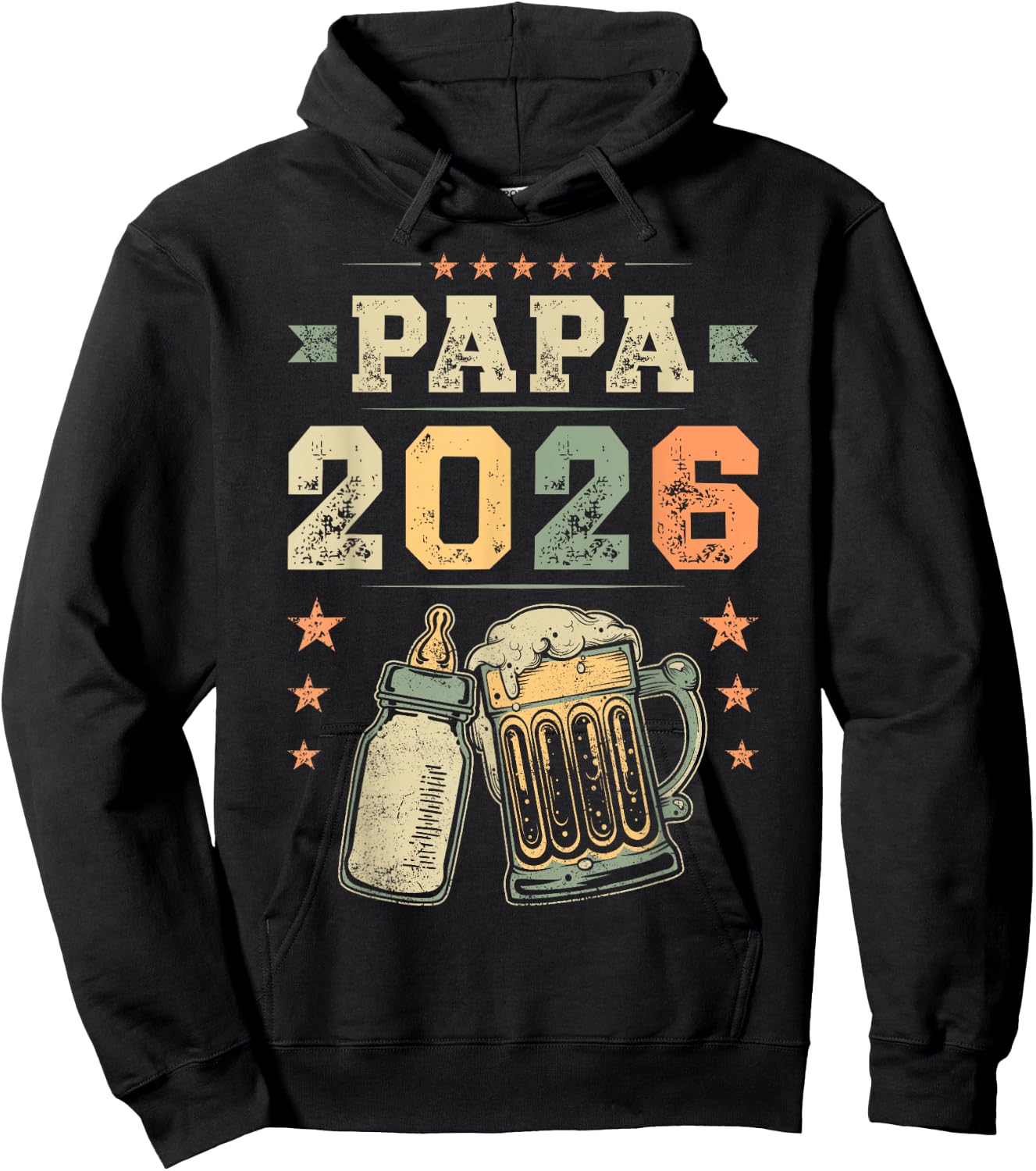 Papa 2026, Frischgebackener Vater, Erster Vatertag Hoodie - Hoodie | Black