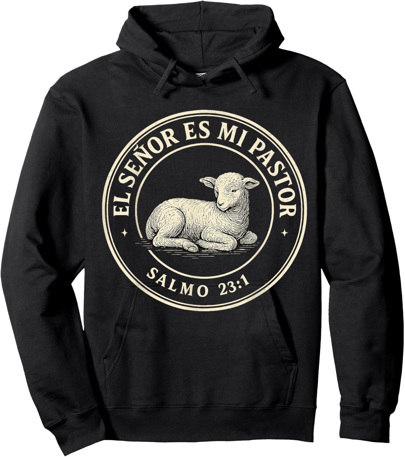 El Señor ES Mi Pastor Circle Psalm 23:1 Spanish Bible Verse Hoodie - Hoodie | Black