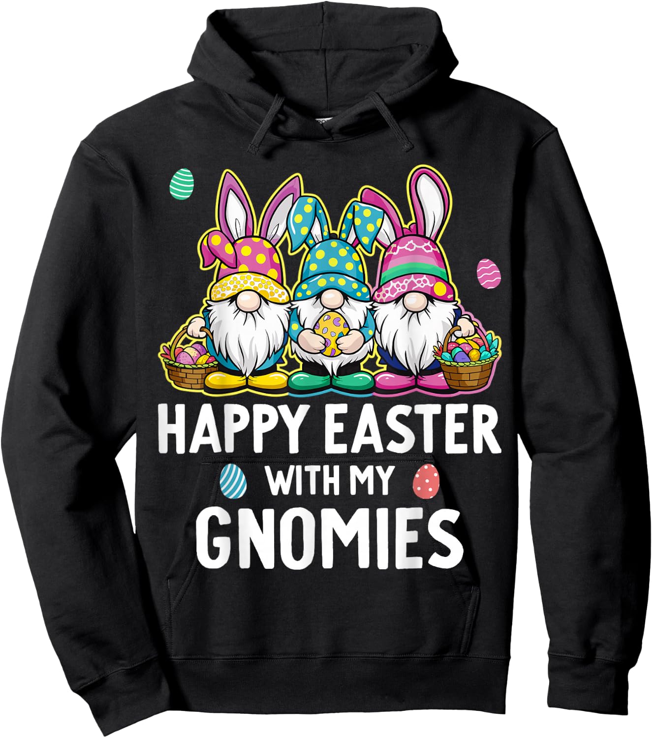 Happy Easter With My Gnomies Girls Kids Women Easter Gnome Hoodie - Hoodie | Black