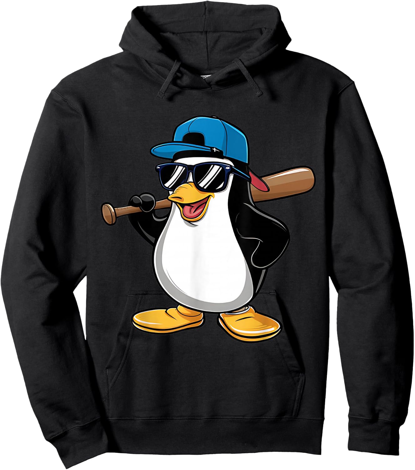 Penguin Baseball Panda Playing Baseball Penguin Hoodie - Hoodie | Black