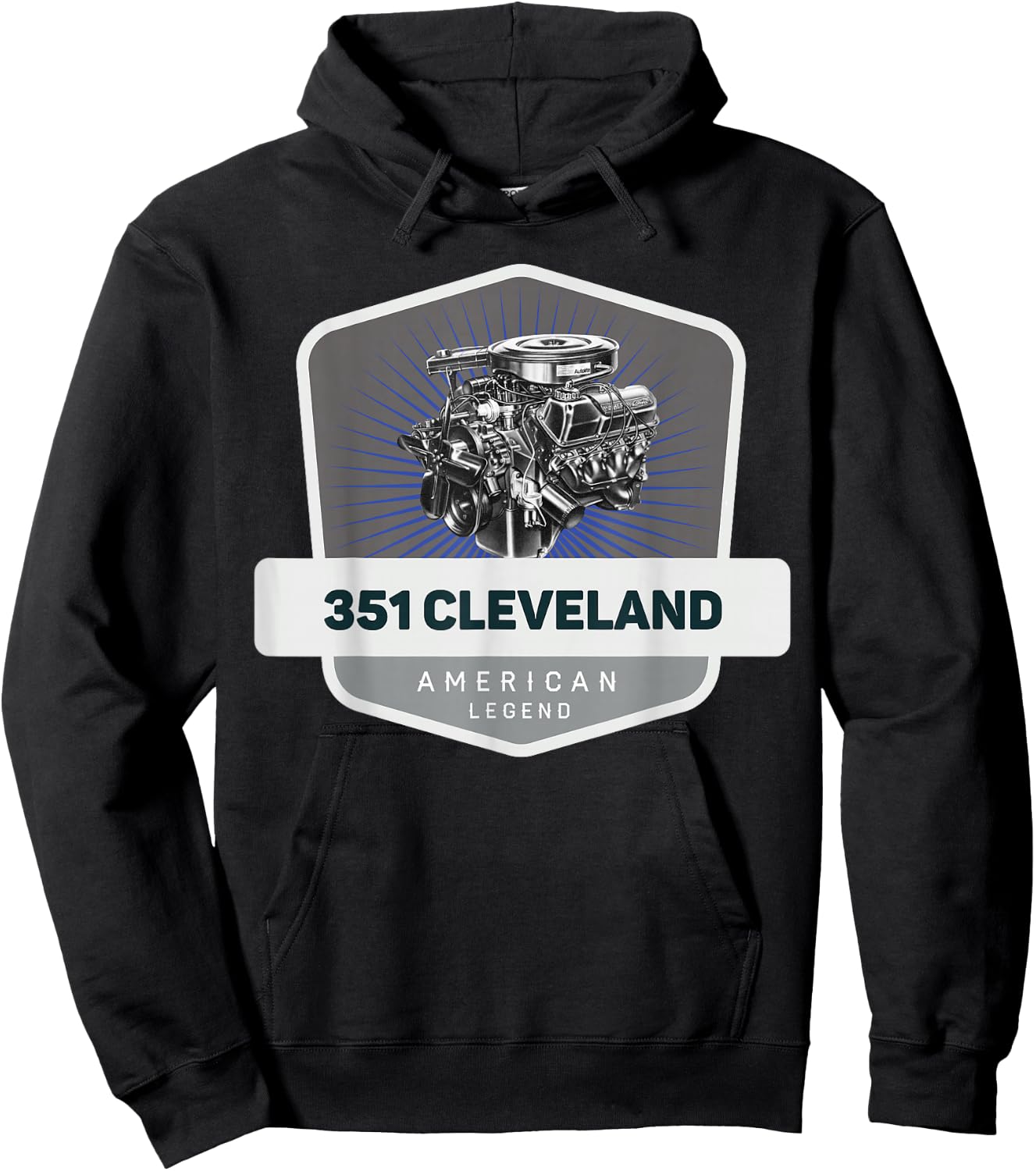 351 Cleveland V8 Muscle Car Legend Engine Retro Logo Retro Hoodie - Hoodie | Black