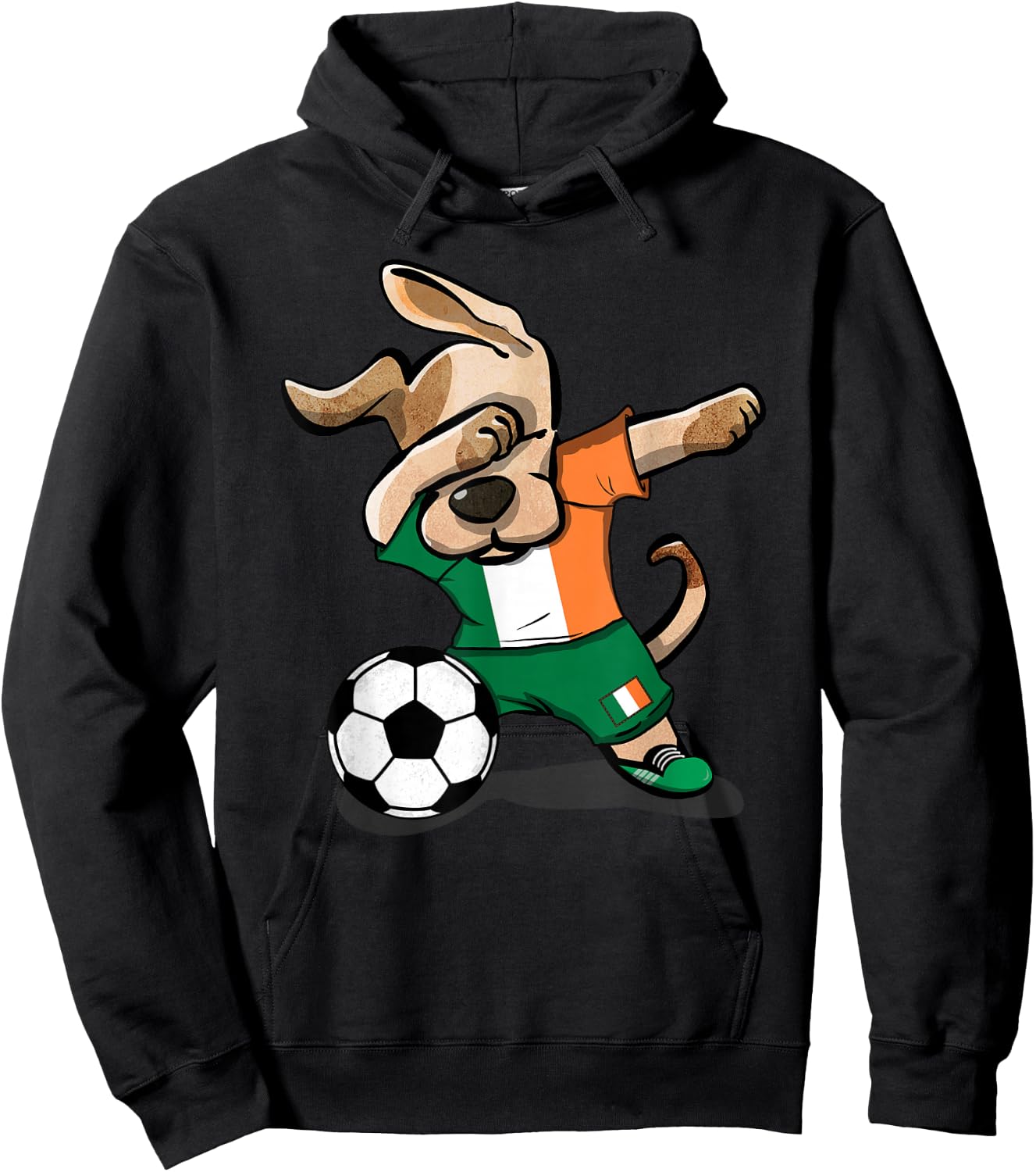 Funny Dabbing Dog Ireland Soccer Jersey Funny Irish Football Hoodie - Hoodie | Black