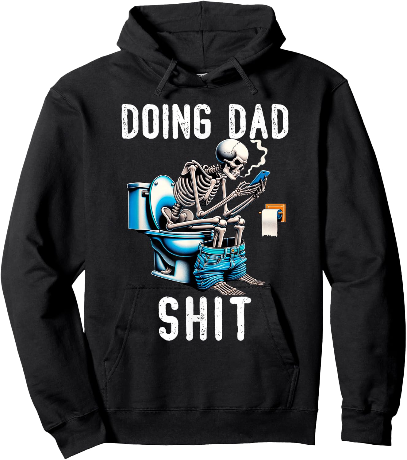 Doing Dad Shit Dad Joke Skeleton Dad Funny Dad Fathers Day Hoodie - Hoodie | Black