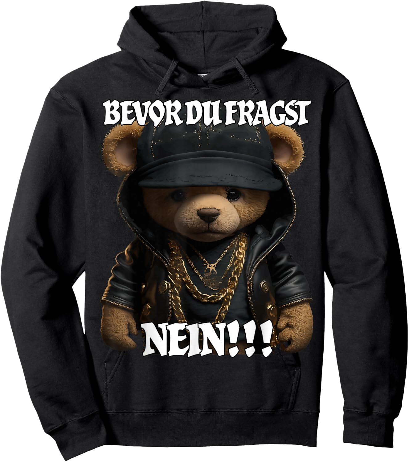 Bevor du fragst NEIN Lustig Teddy Spruch Hoodie - Hoodie | Black