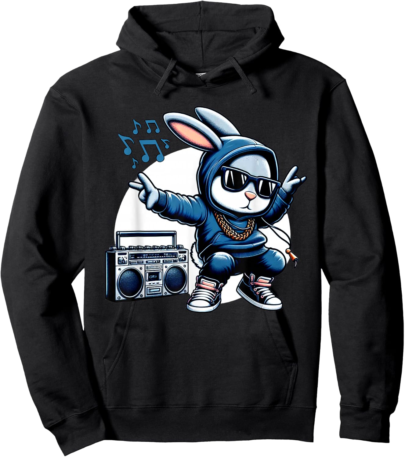 Thug Bunny Gangster Rabbit Break Dancing 80's Dance Rabbit Hoodie - Hoodie | Black