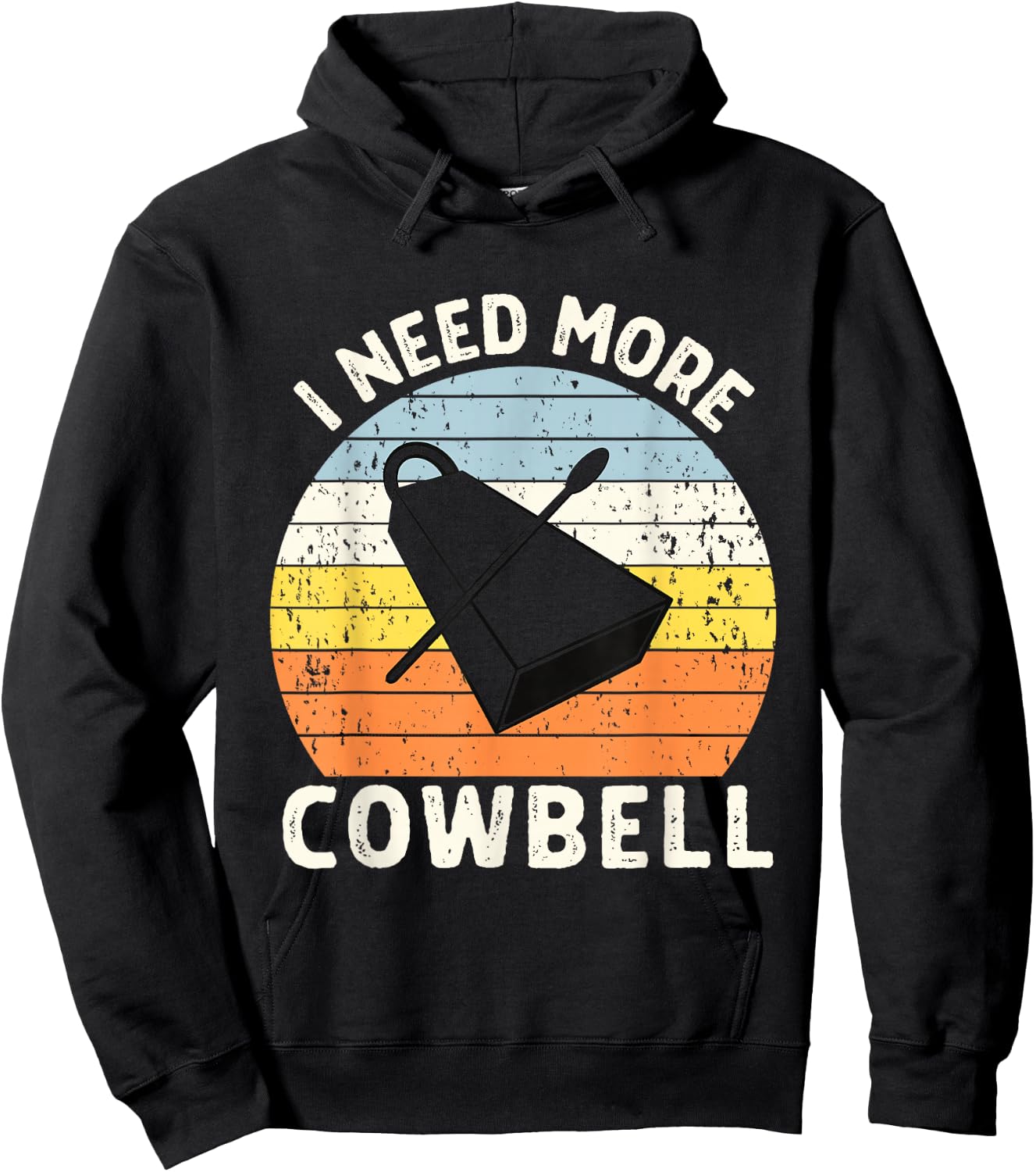 Vintage Sunset I Need More Cowbell Hoodie - Hoodie | Black