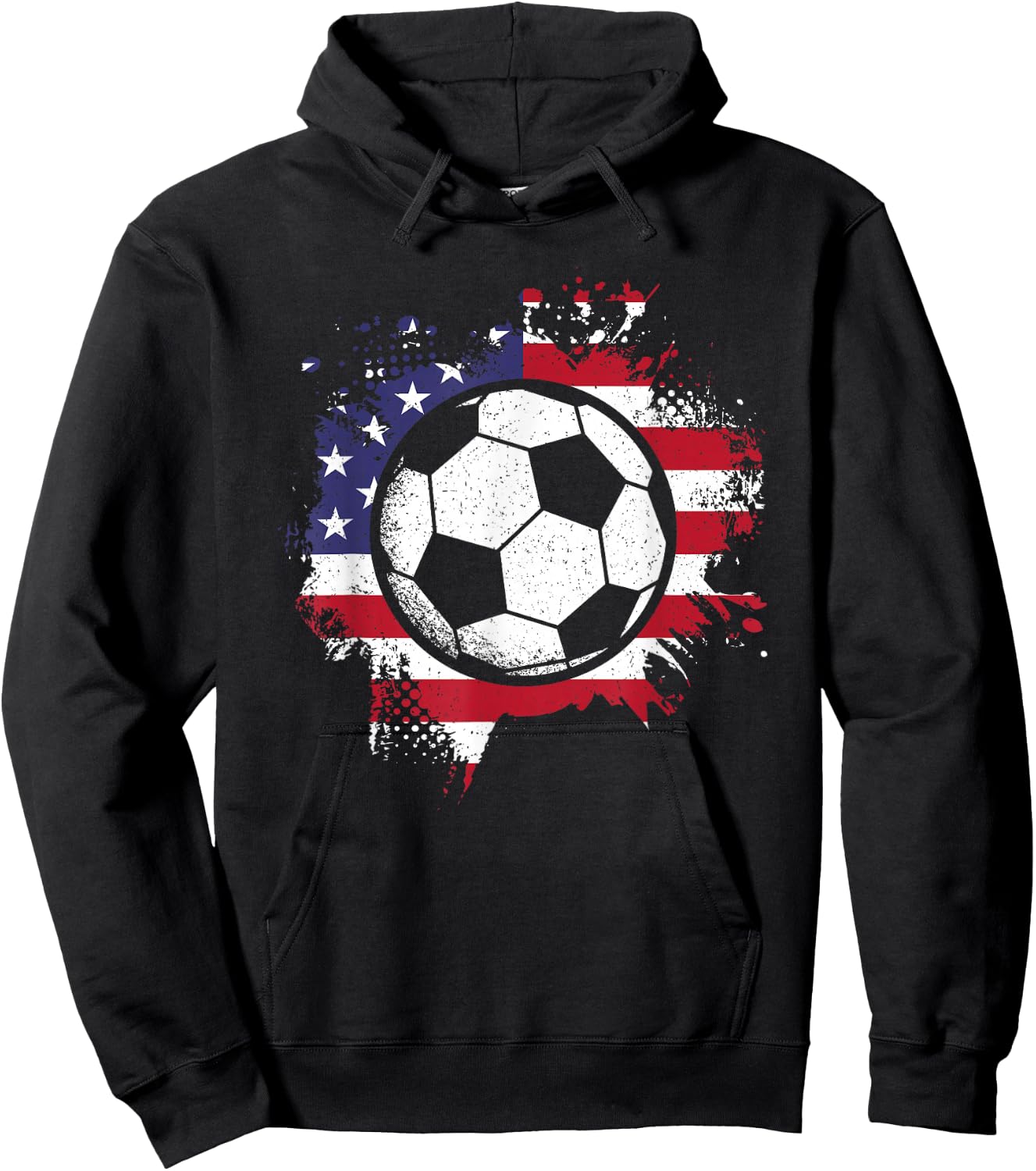 American Flag Soccer Ball Soccer Player Men Women Kids Hoodie - Hoodie | Black