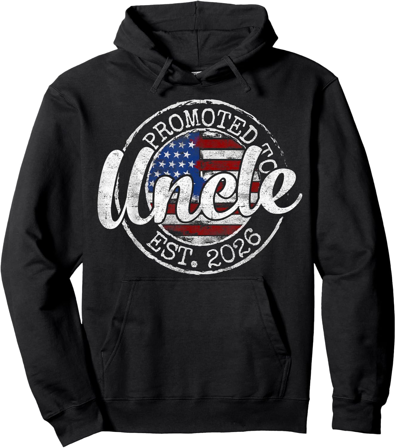 Promoted to Uncle Est 2026 Stamp First Time Uncle to Be Hoodie - Hoodie | Black